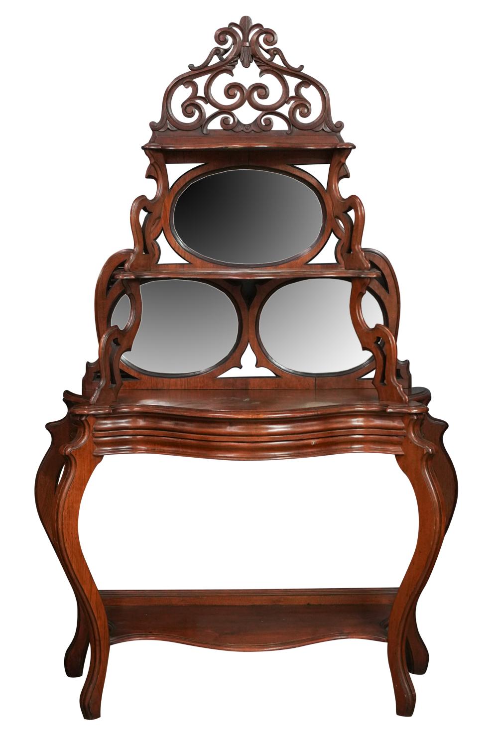 ROCOCO REVIVAL CARVED OAK ETAGERE19th