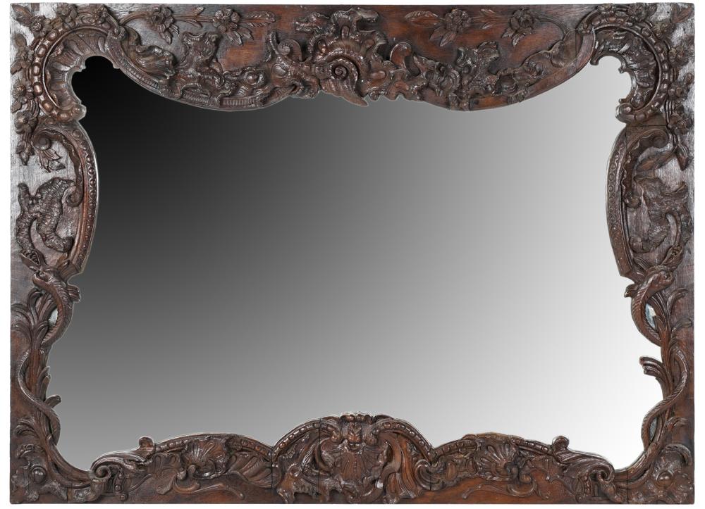CARVED OAK MIRRORED PANELlate 19th