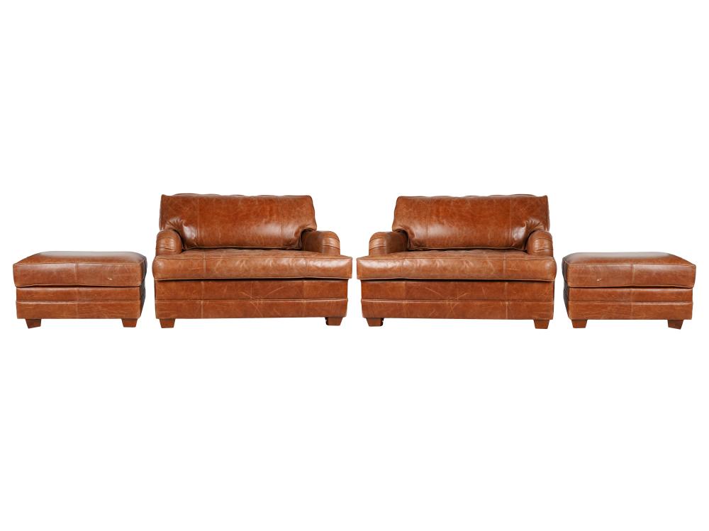 PAIR OF BROWN LEATHER OVERSIZED