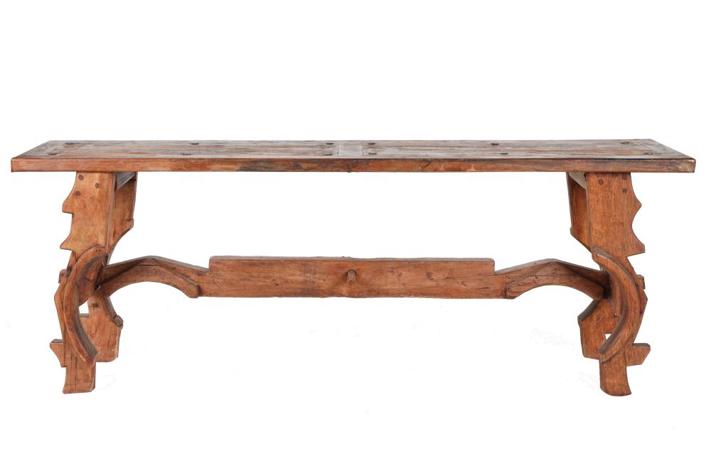 RUSTIC CARVED WOOD SOFA TABLEwith