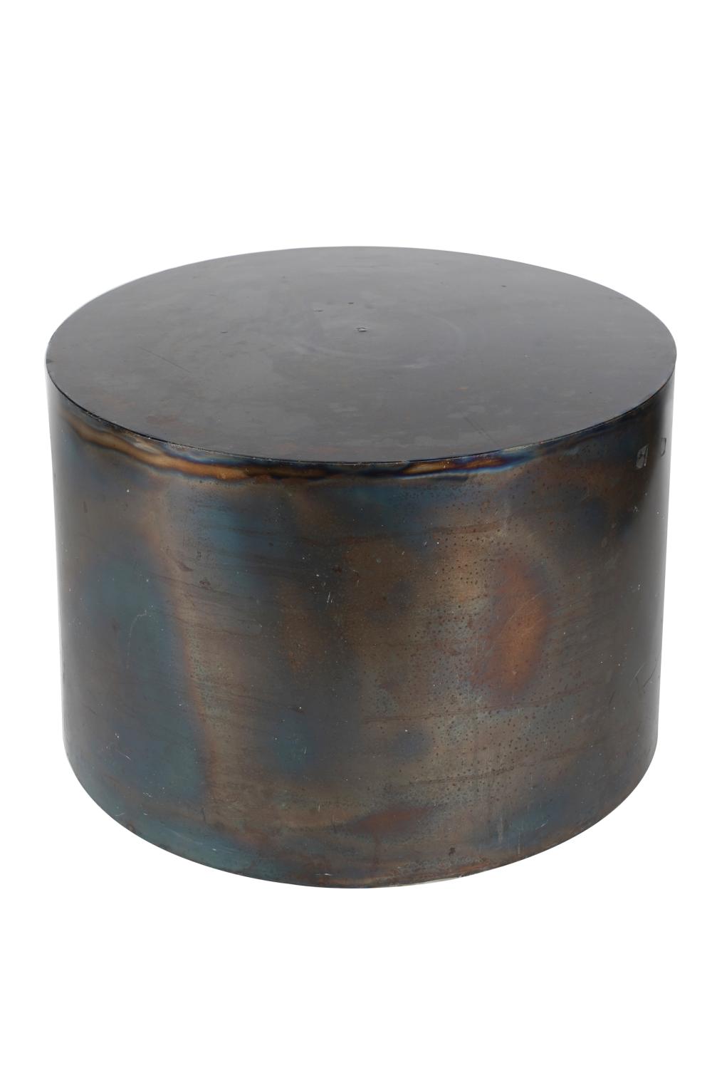 CONTEMPORARY METAL DRUM TABLECondition  3339b0