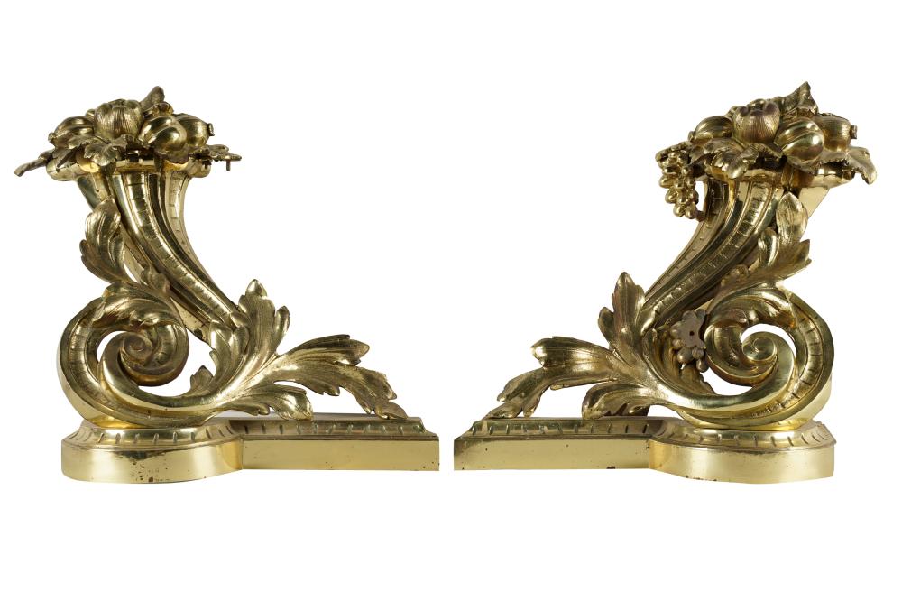 PAIR OF FRENCH BRASS IRON CHENETSProvenance  3339ce