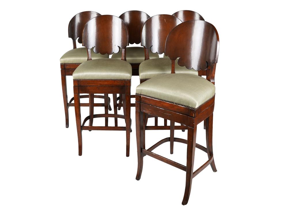 SET OF SIX MAHOGANY BARSTOOLSunsigned;