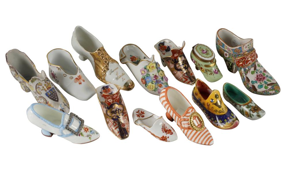 13 MINIATURE PORCELAIN SHOESvarious