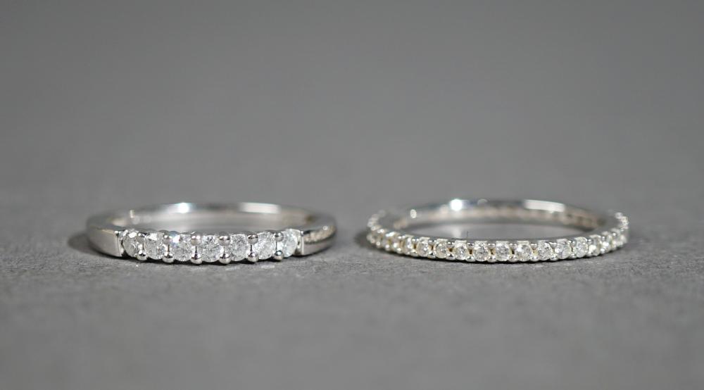 TWO 14-KARAT WHITE-GOLD AND DIAMOND