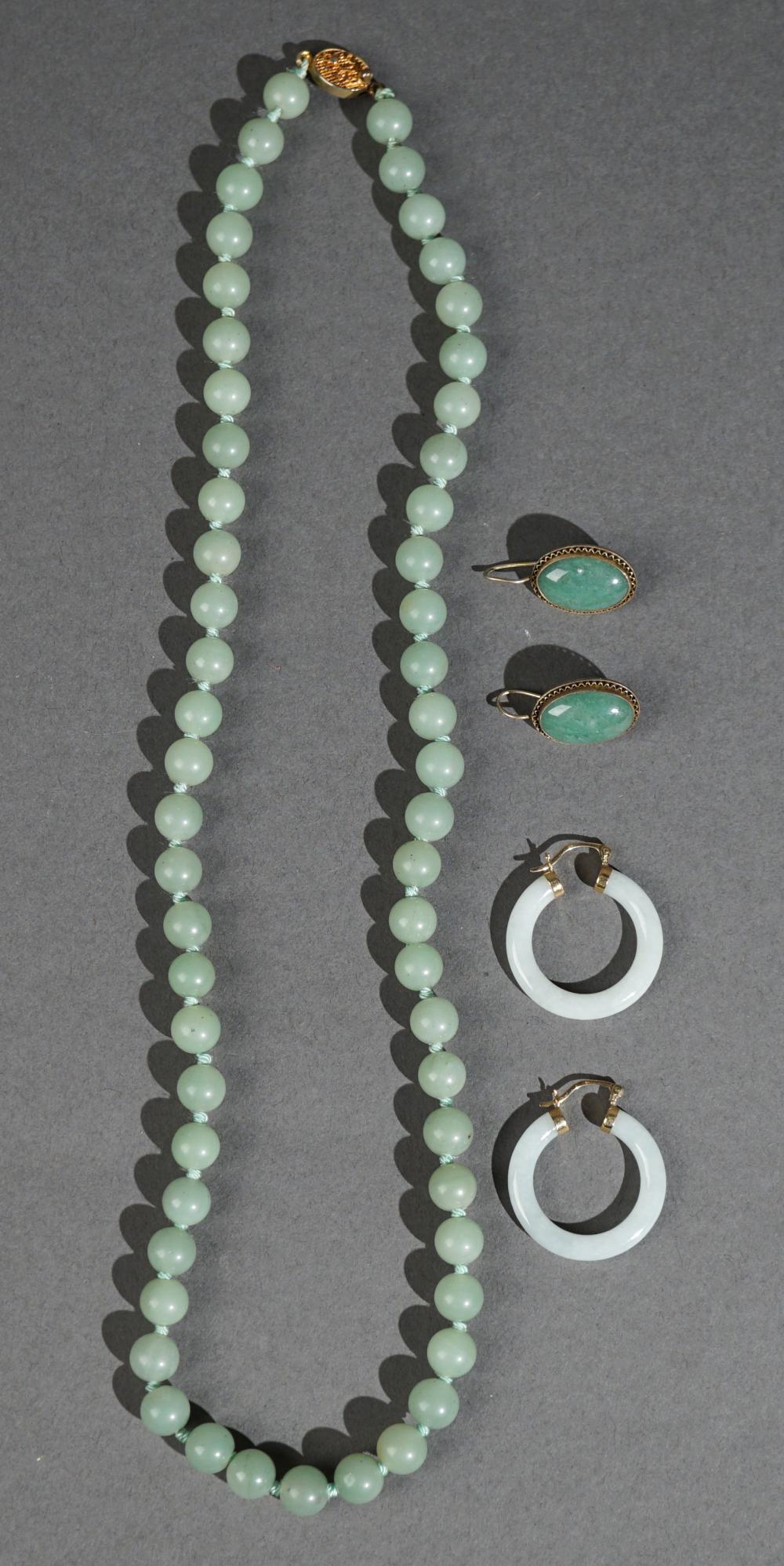 HARDSTONE BEAD NECKLACE AND TWO