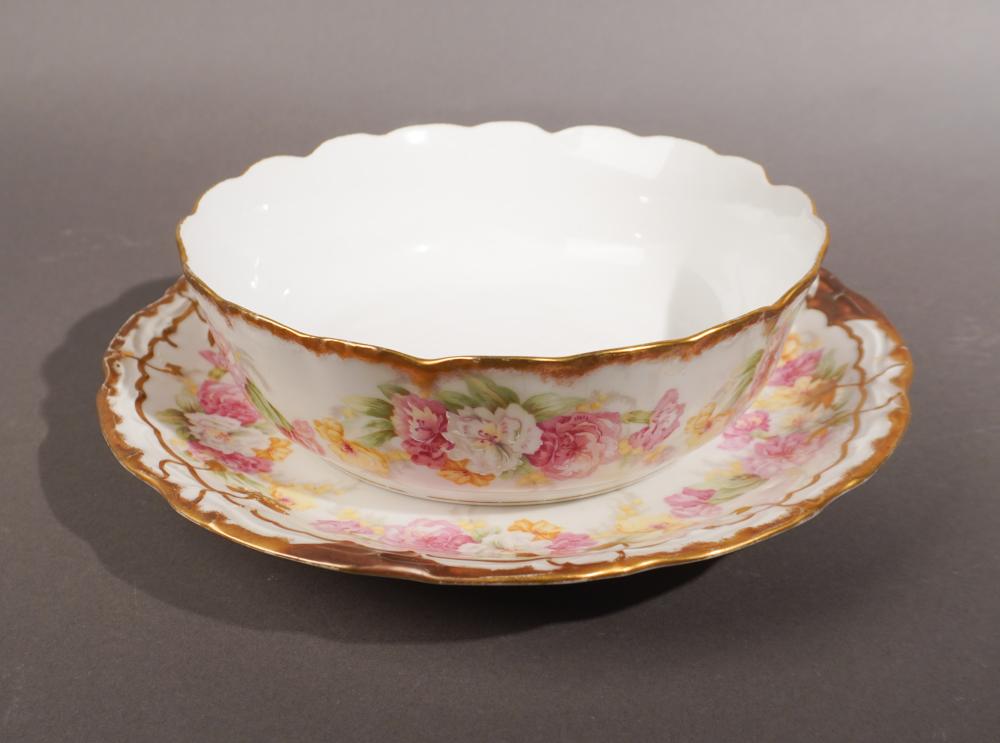 LIMOGES FLORAL DECORATED GILT RIM 333b04