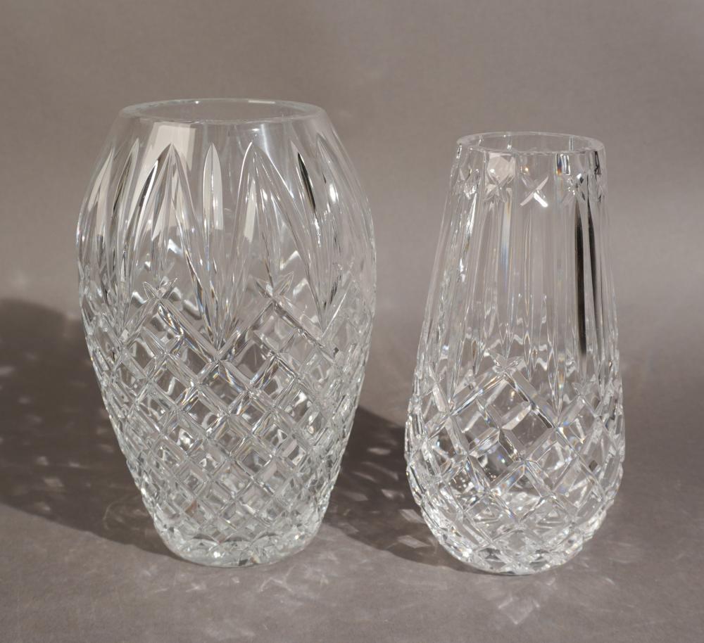 TWO WATERFORD CRYSTAL VASES, H OF TALLER: