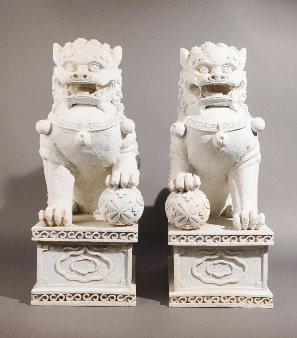 PAIR OF CHINESE COMPOSITION GUARDIAN