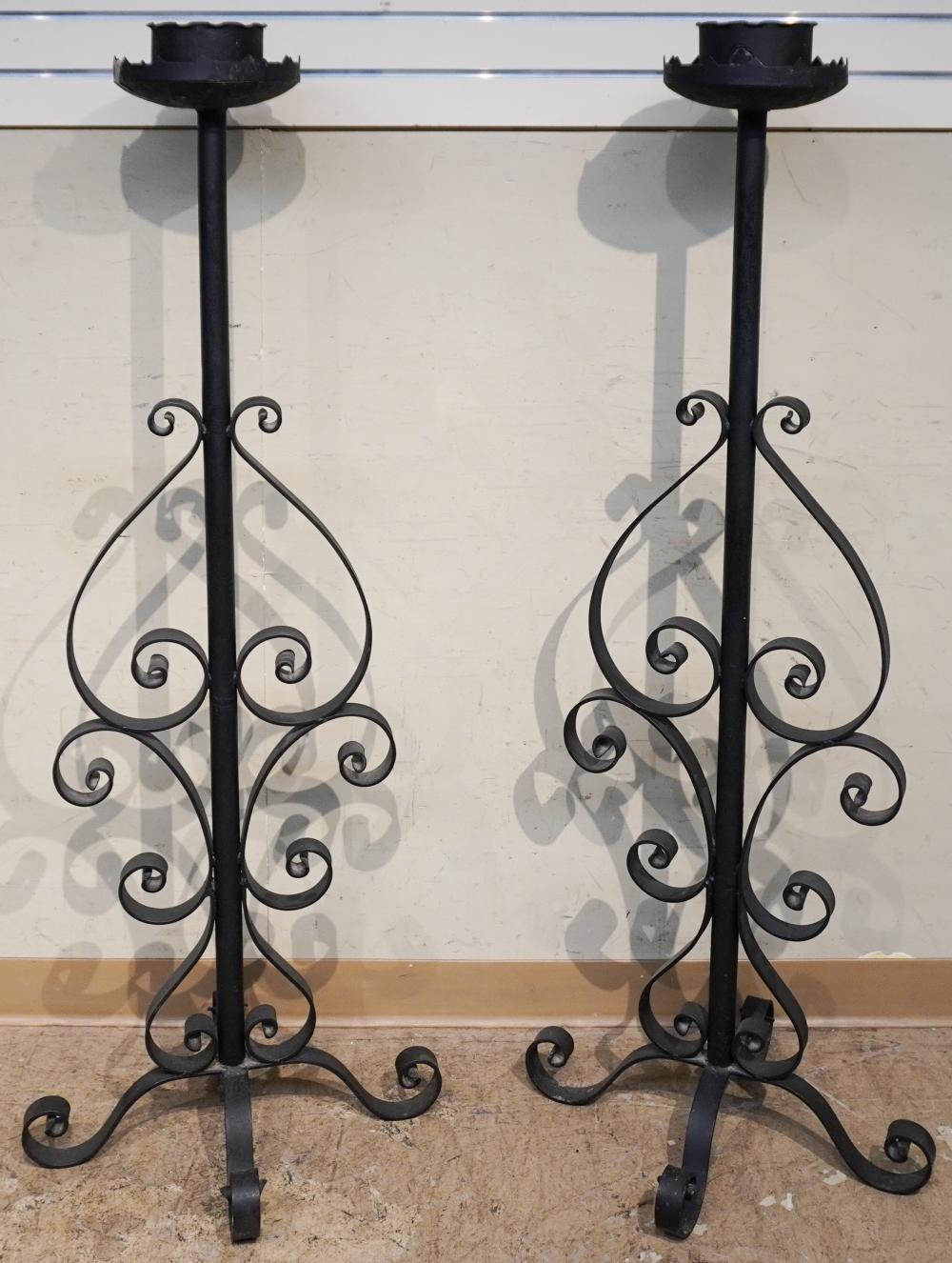 PAIR CONTEMPORARY WROUGHT IRON