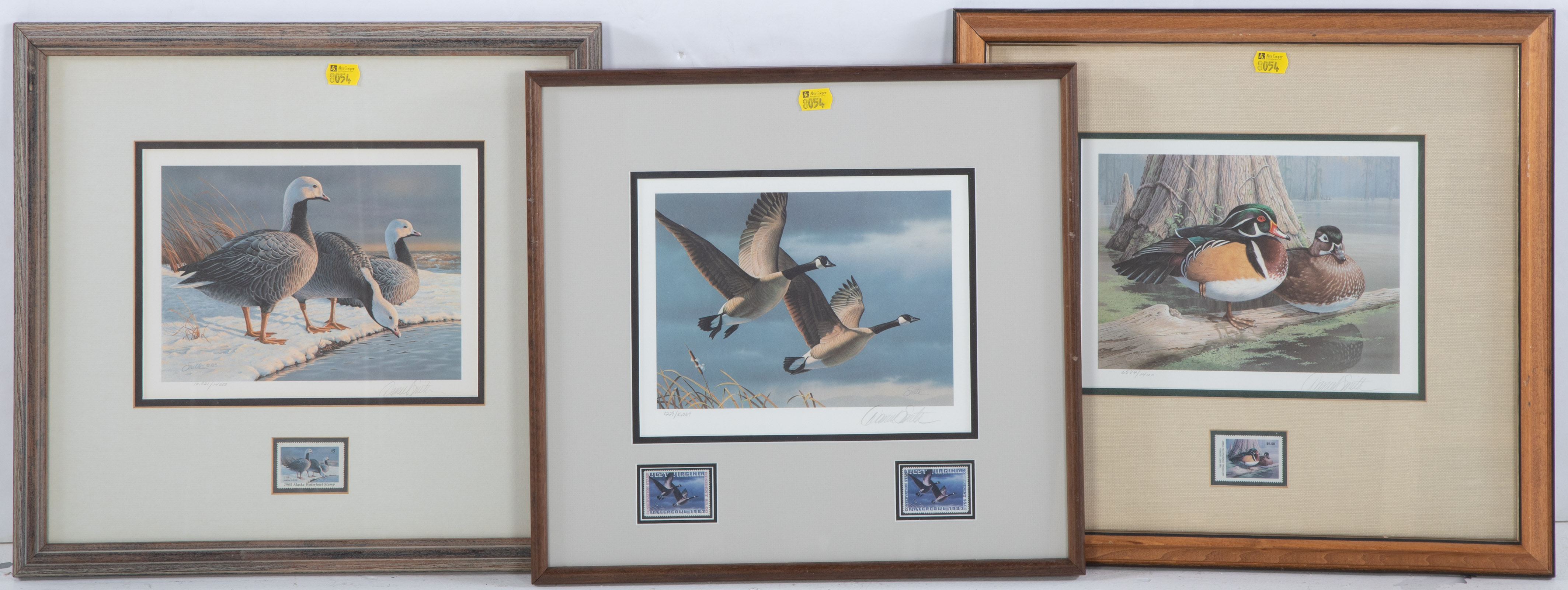 DANIEL SMITH. THREE FRAMED DUCK STAMP