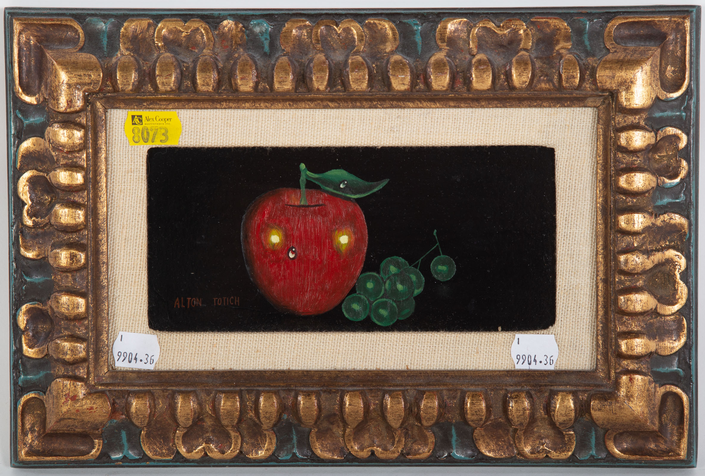 ALTON TONCH. APPLE AND GRAPES, OIL ON