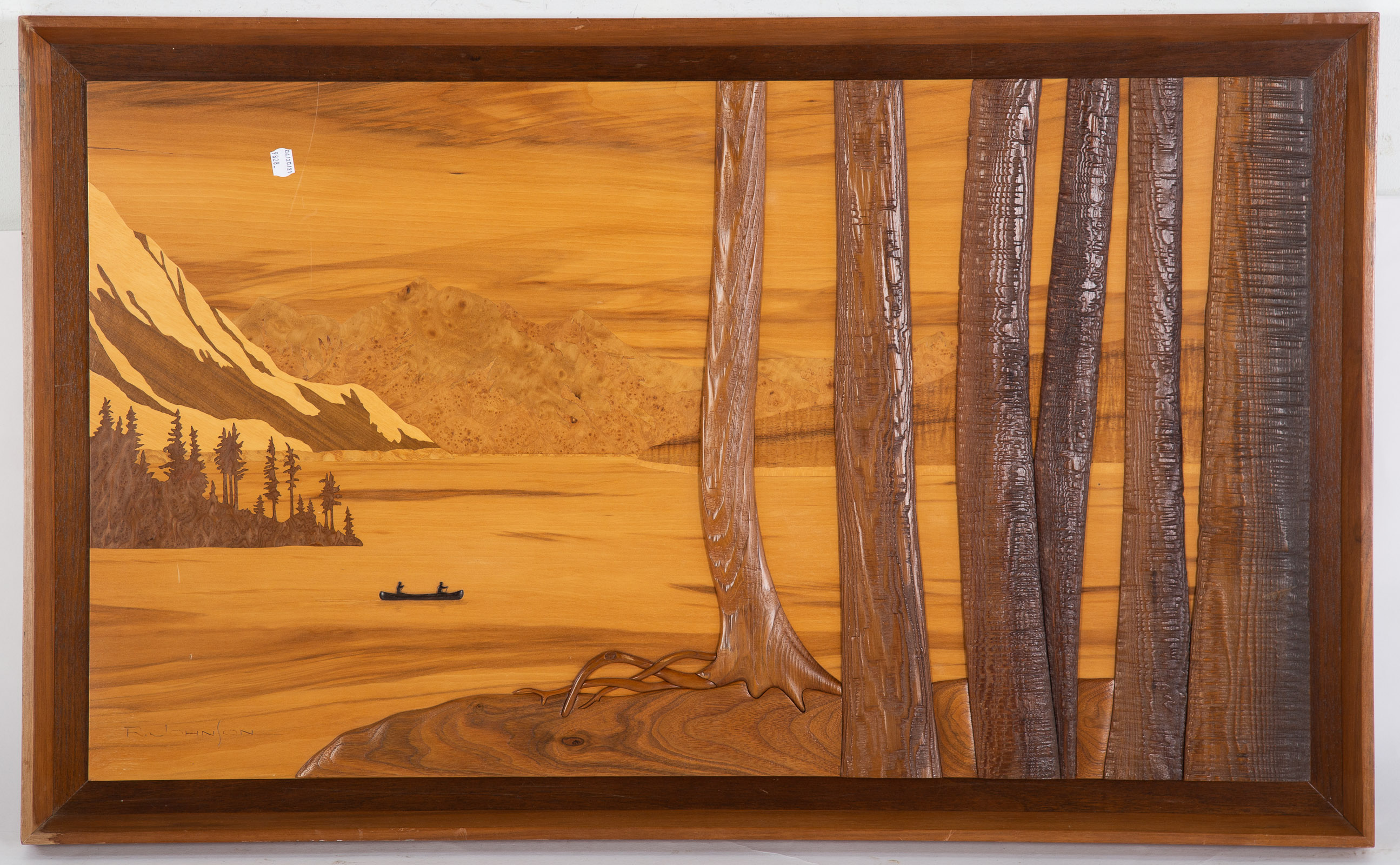 MARQUETRY-INLAID LANDSCAPE, FRAMED