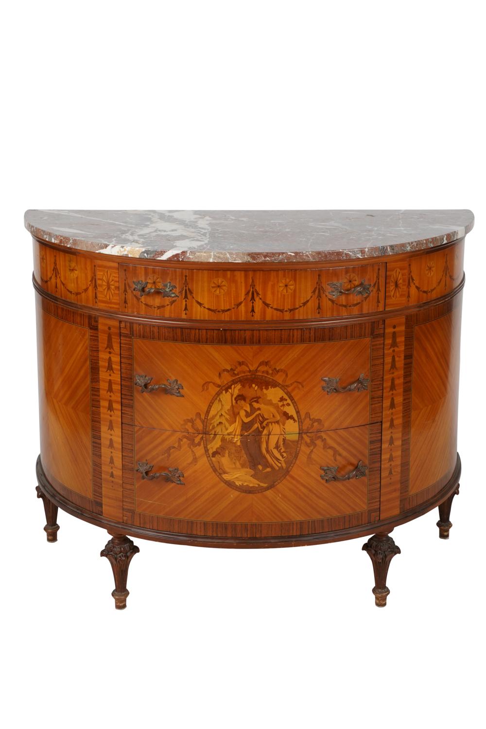 NEOCLASSICAL STYLE MARQUETRY DEMILUNE 333c40