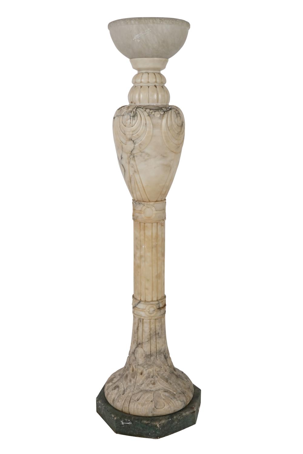 CARVED ALABASTER COLUMNwith dished top;