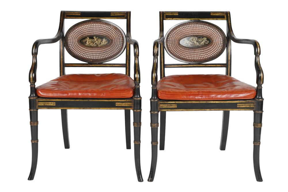 PAIR OF ENGLISH REGENCY-STYLE ARMCHAIRS20th