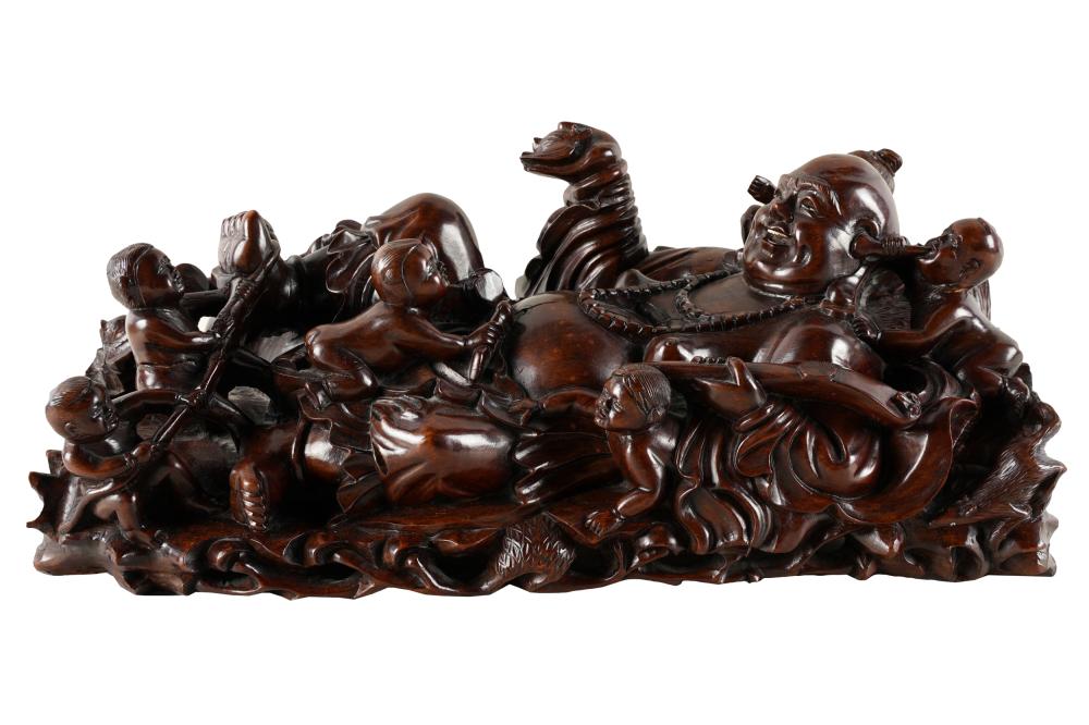 CHINESE CARVED WOOD FIGURAL GROUPdepicting 333ca1