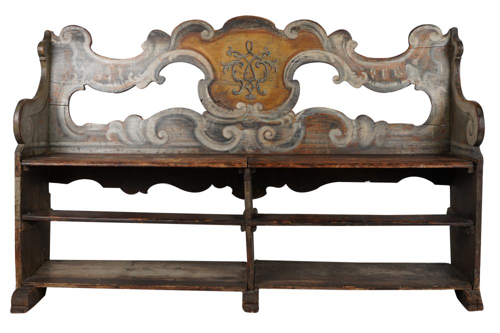 ITALIAN BAROQUE PAINTED WOOD BENCHwith