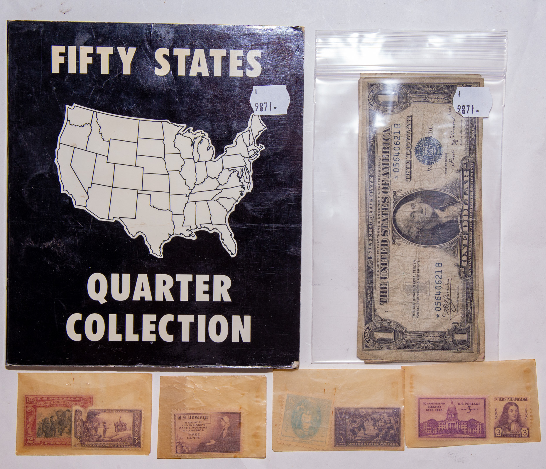 STATE QUARTERS, $1 SILVER CERTS & STAMPS