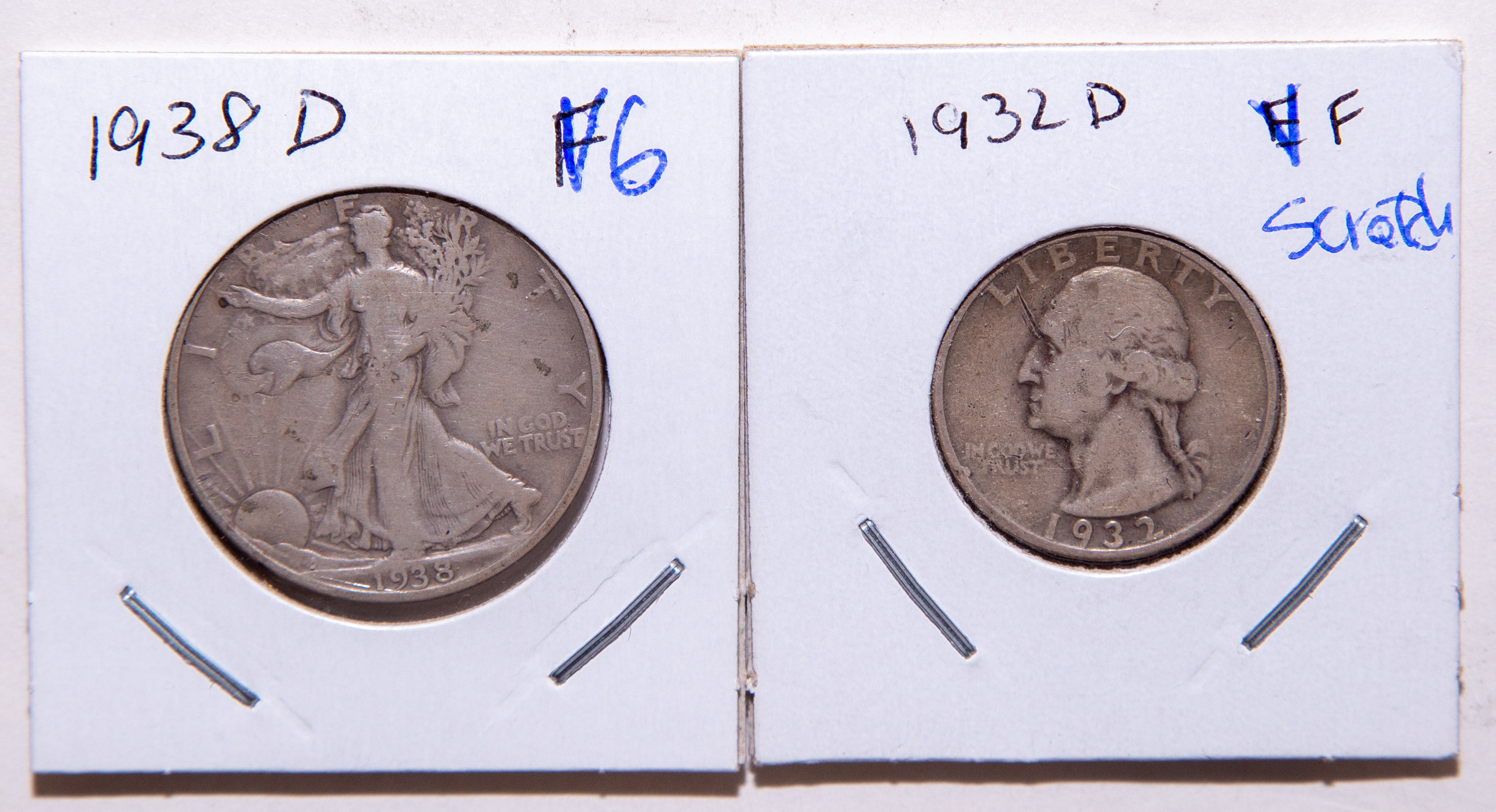 1932 D QUARTER 1938 D HALF DOLLAR 333ceb