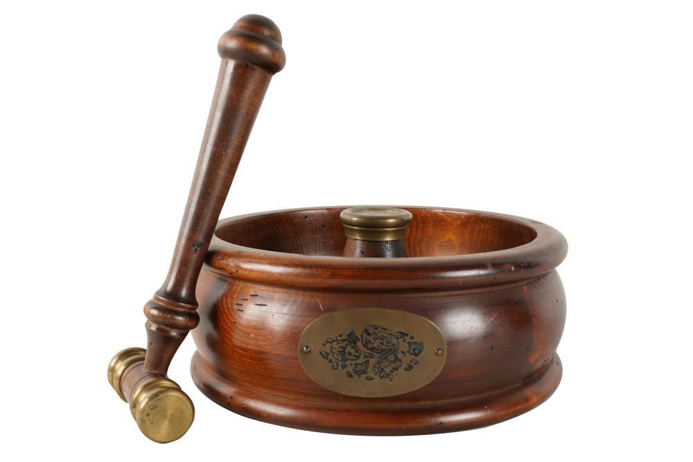 WOOD & BRASS NUTCRACKERwith mallet;