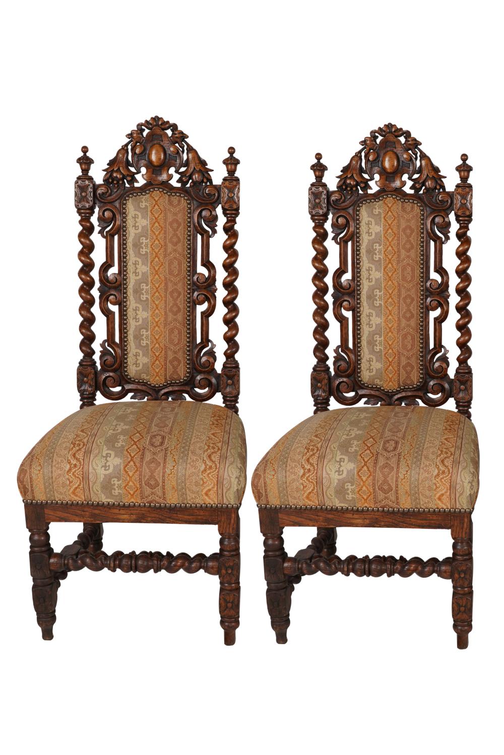 PAIR OF JACOBEAN STYLE CARVED OAK