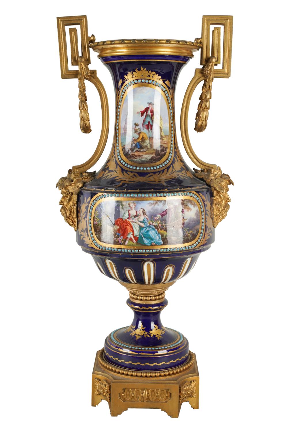 SEVRES-STYLE GILT BRONZE-MOUNTED