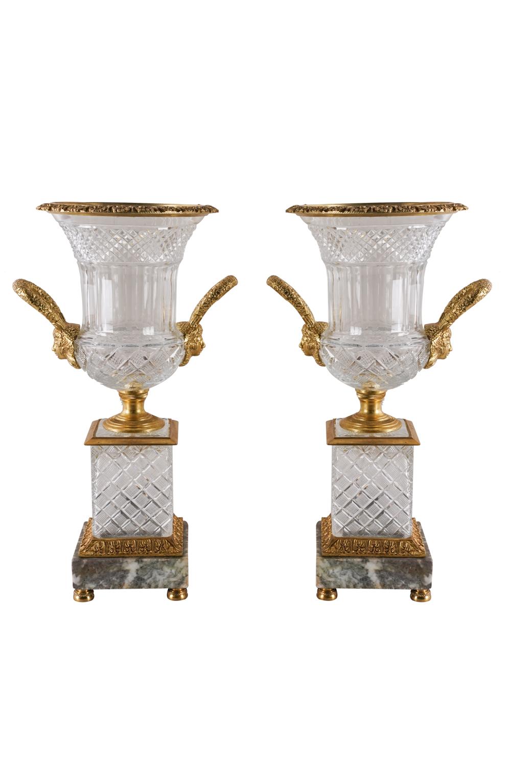 PAIR OF GILT METAL-MOUNTED CUT-GLASS