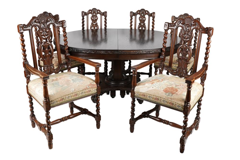 ASSEMBLED CARVED OAK DINING SUITEcomprising  333dc0