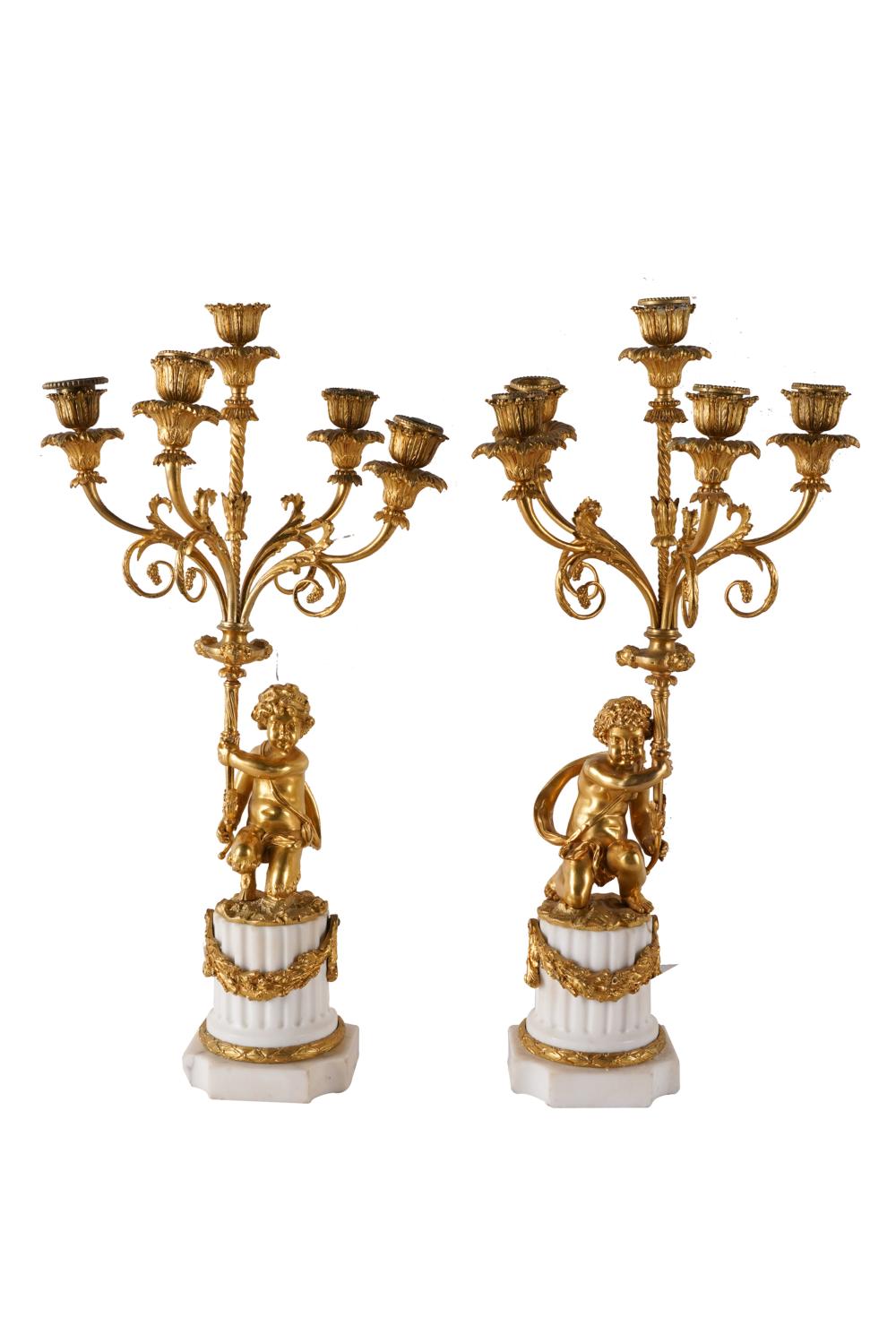 PAIR OF GILT BRONZE FIVE LIGHT 333dca