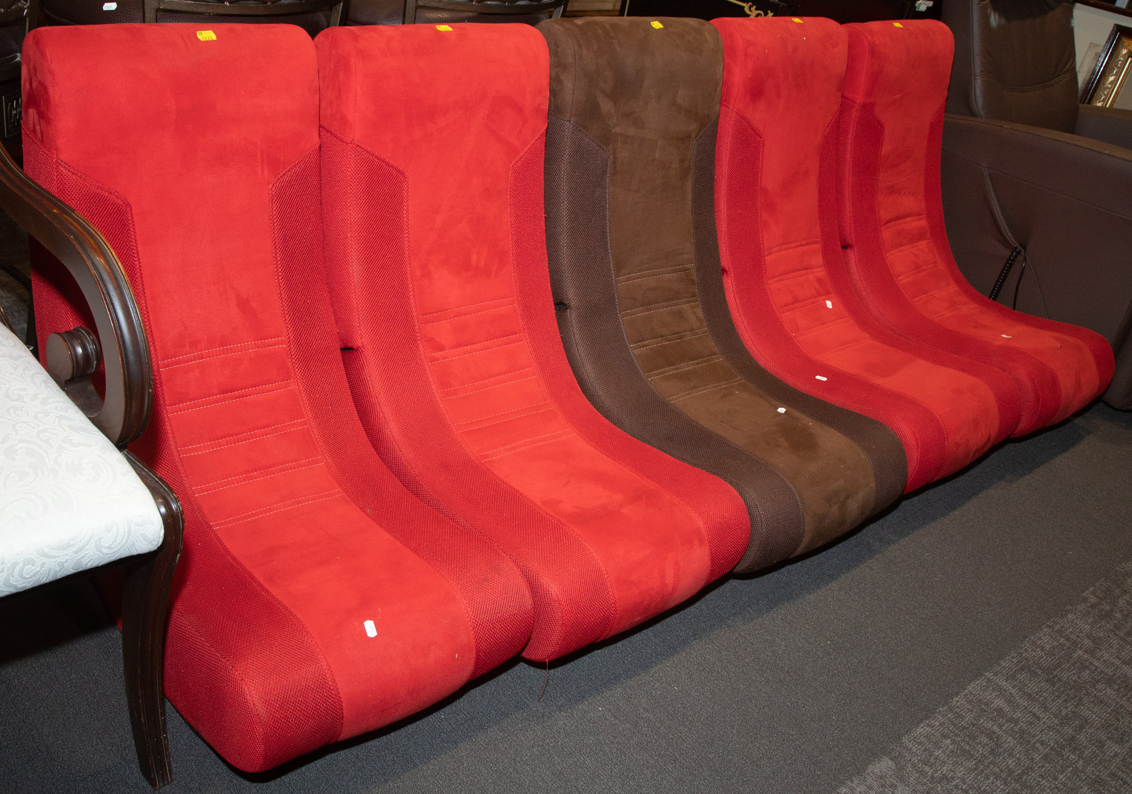 FIVE MODERN UPHOLSTERED FLOOR SEATS