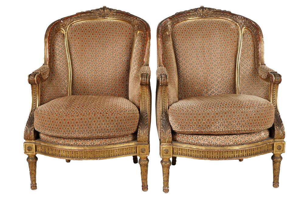 PAIR OF CARVED & GILT WOOD BERGERESCondition: