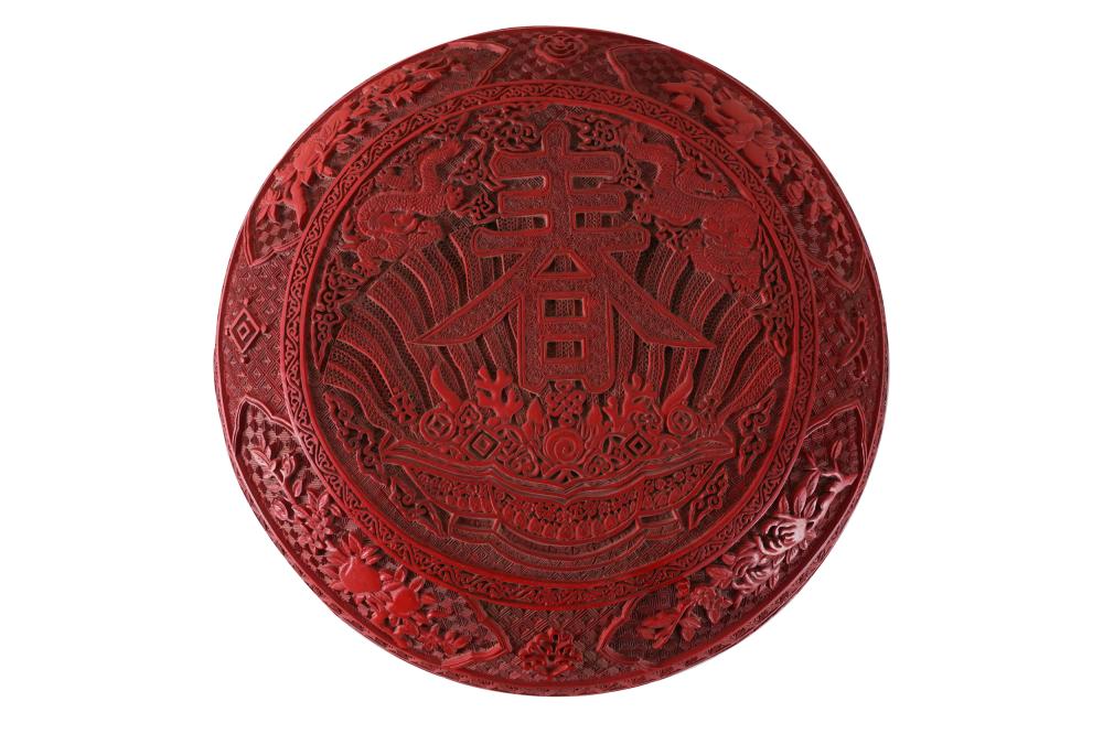 CHINESE RED LACQUERED ROUND COVERED 333de0