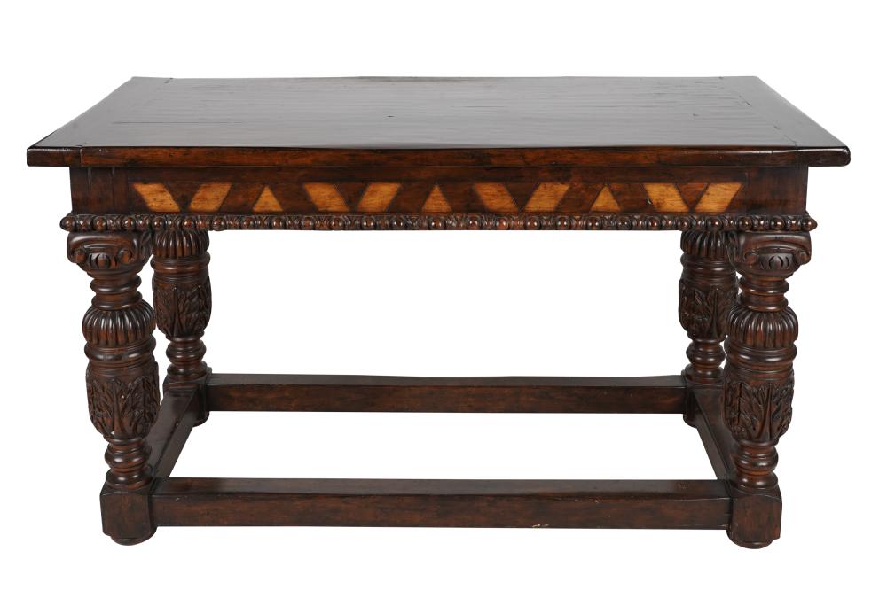 TUDOR-STYLE CARVED & INLAID WALNUT SIDE