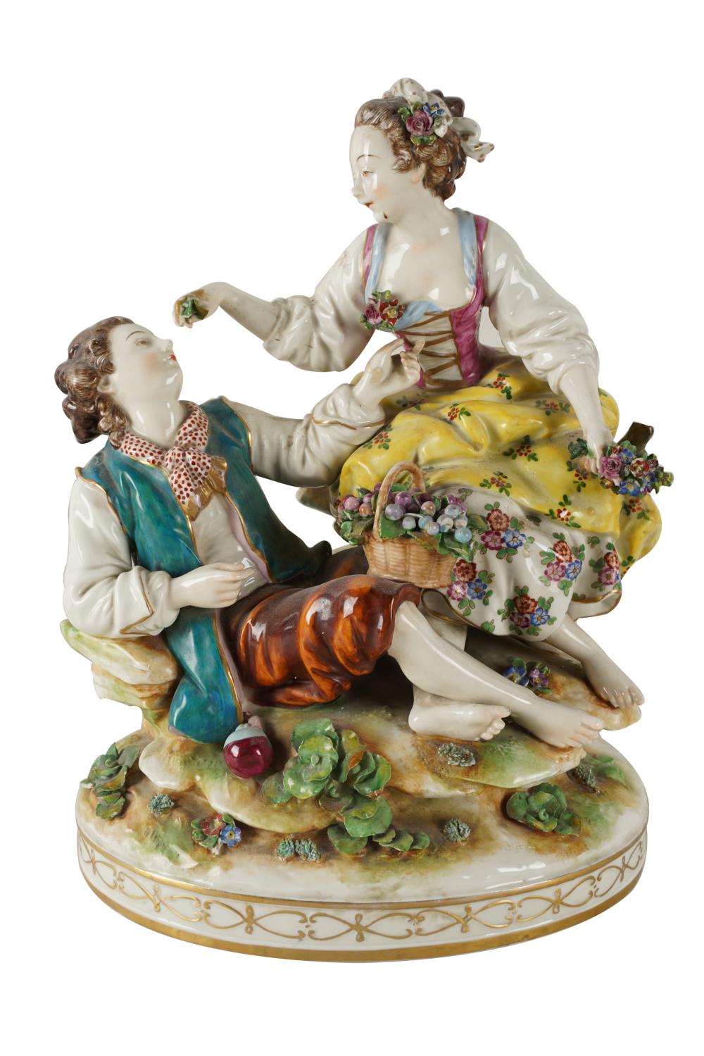 VOLKSTEDT PORCELAIN FIGURAL GROUPunderglaze 333dea