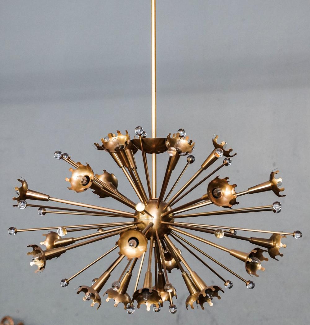 SPUTNIK-FORM GILT-METAL CHANDELIER22