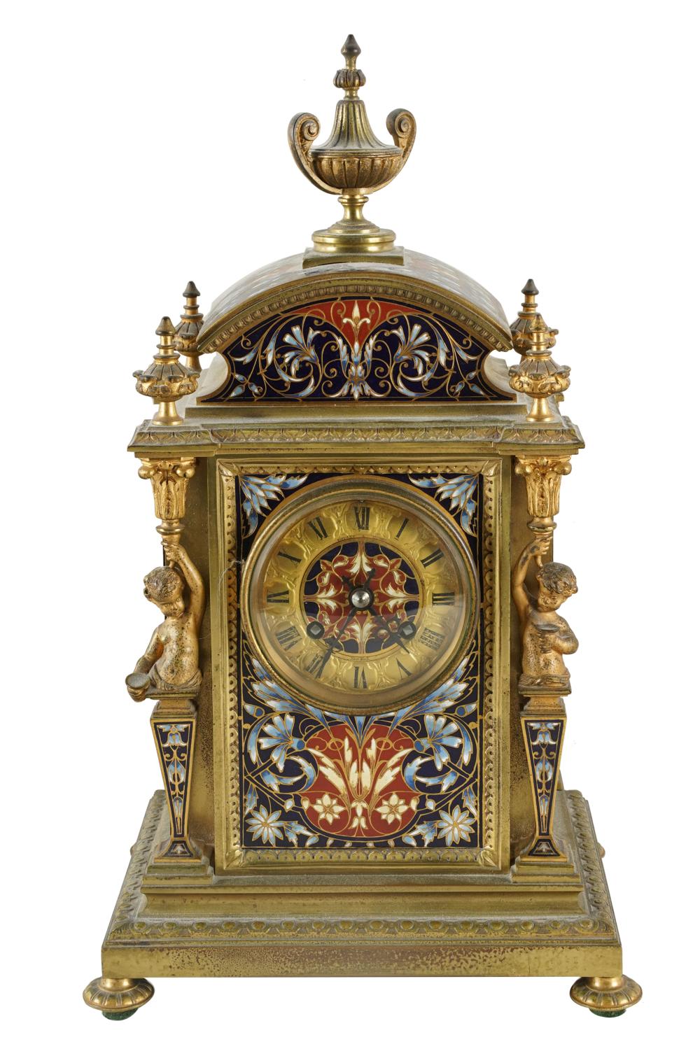 TIFFANY: CHAMPLEVE ENAMEL MANTEL CLOCKmovement