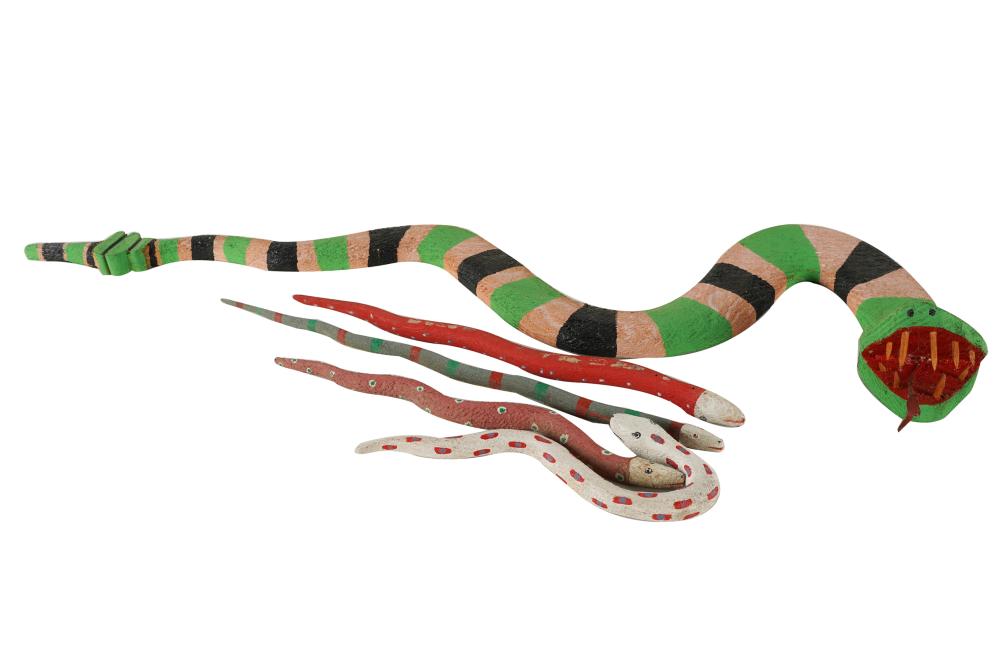 FIVE MEXICAN PAINTED WOOD SNAKESProvenance: