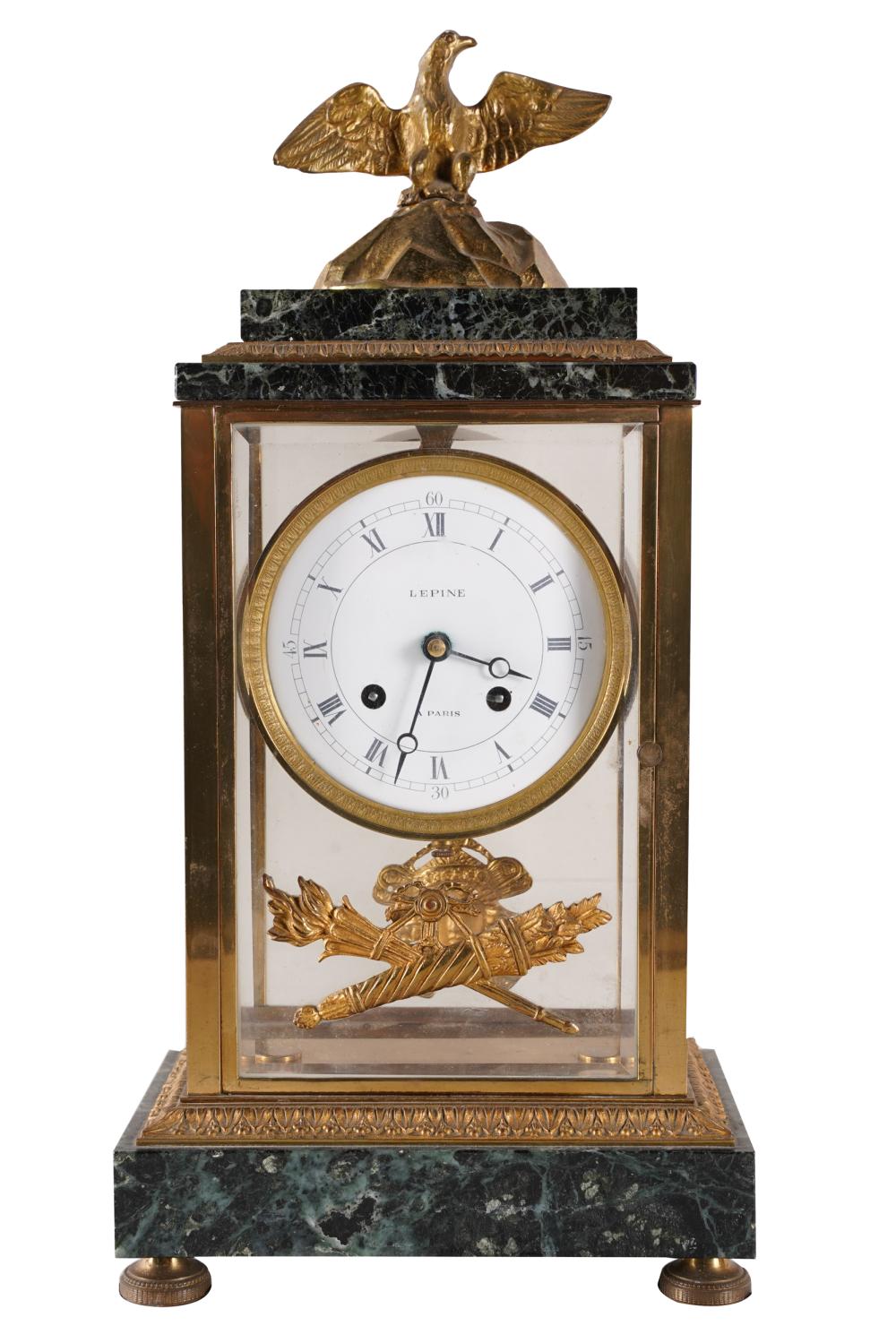 FRENCH MARBLE MANTEL CLOCKsigned
