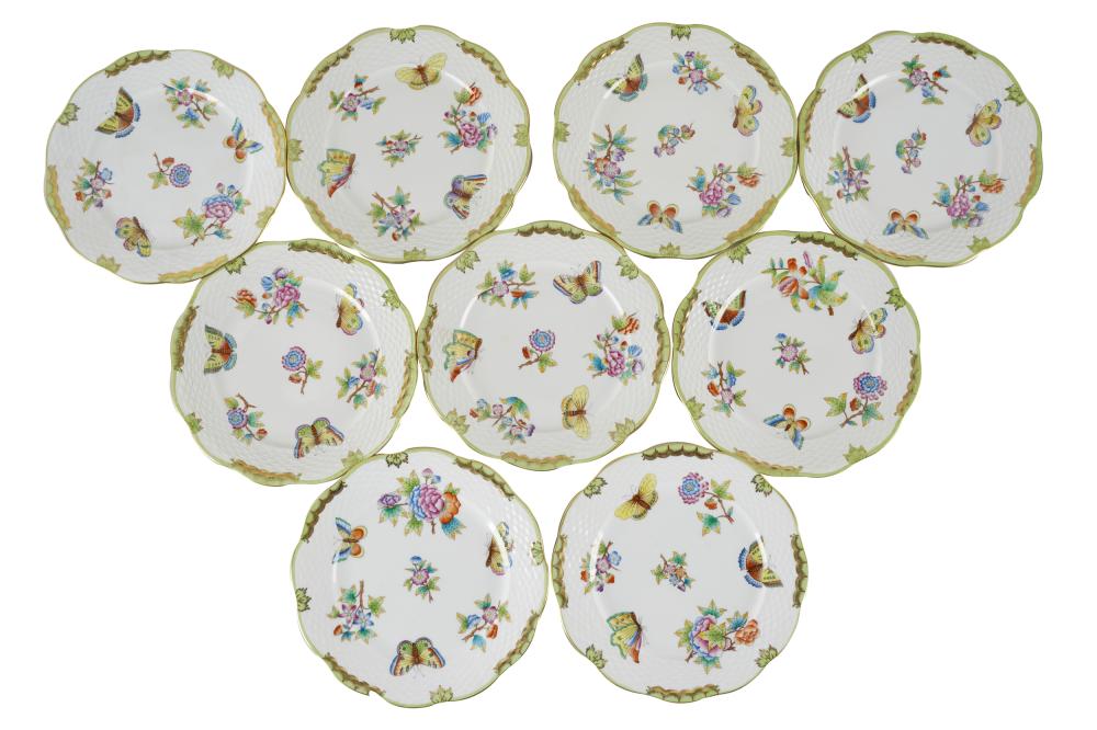 HEREND: NINE PORCELAIN PLATESVictoria