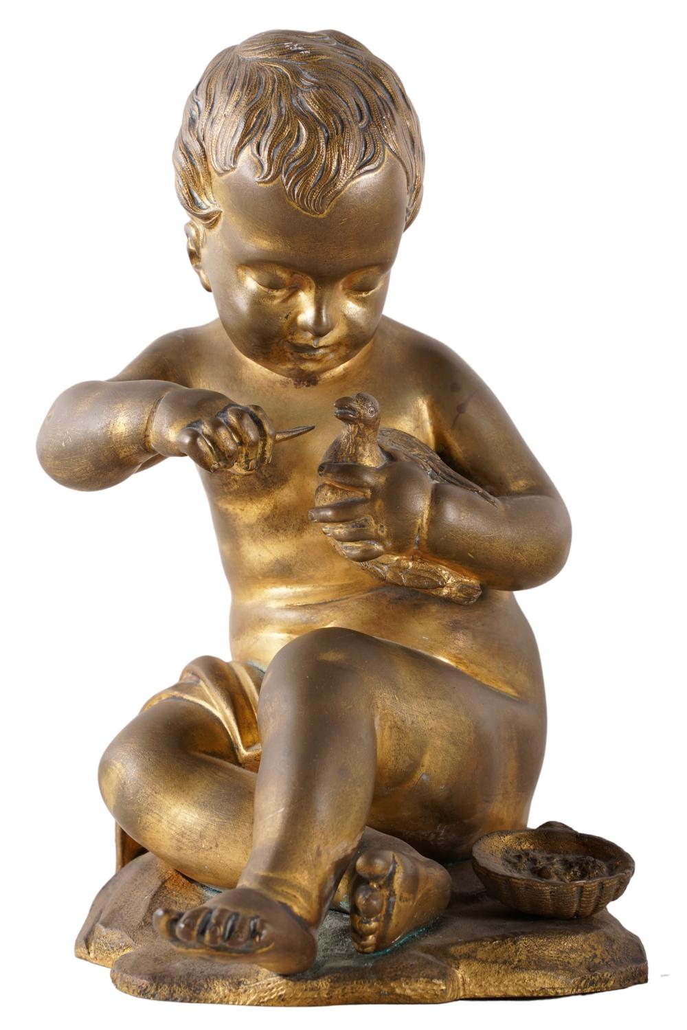FRENCH GILT BRONZE FIGURE OF A BOYunsigned;