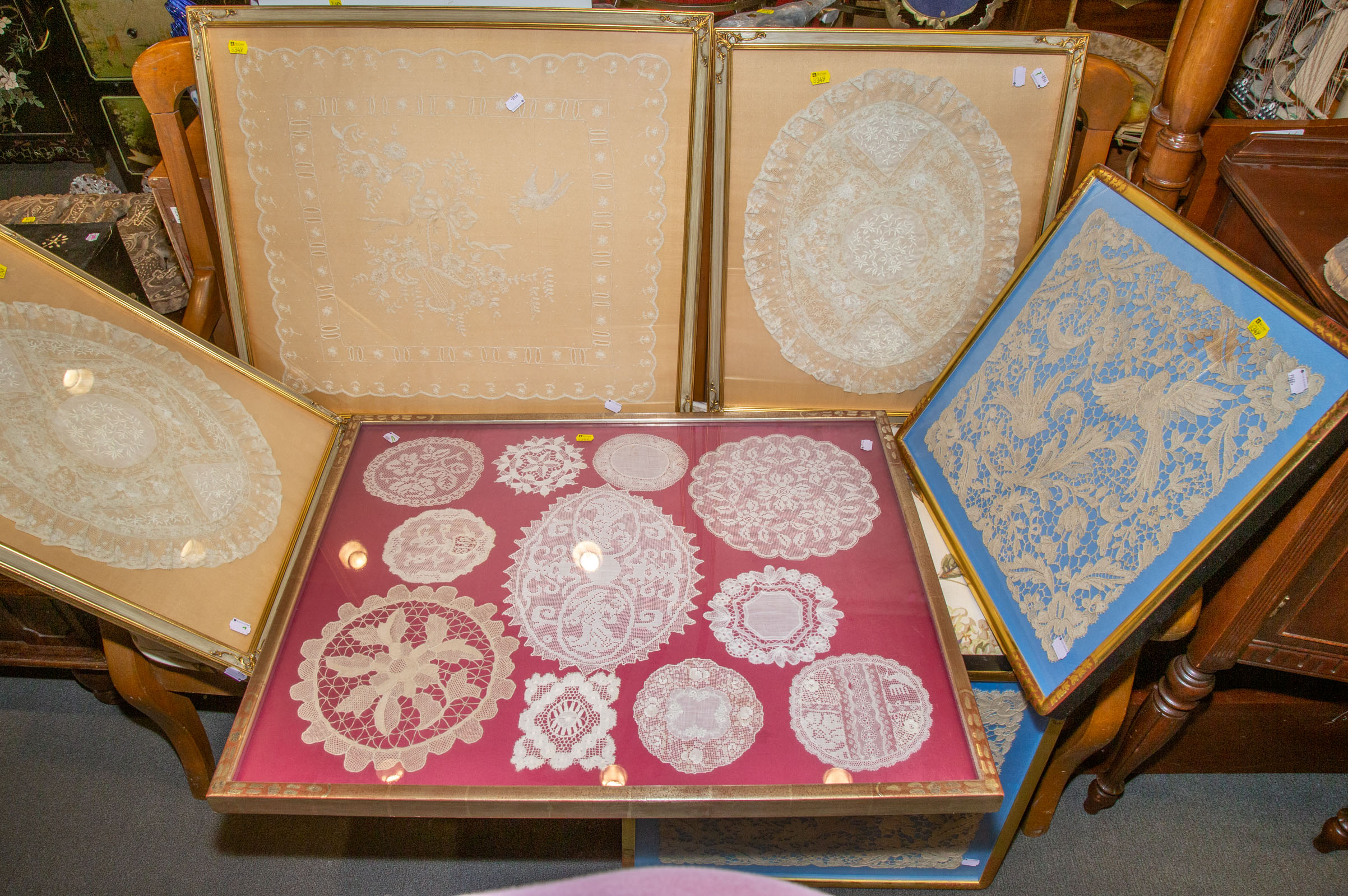 COLLECTION OF LACE DOILIES & PANELS