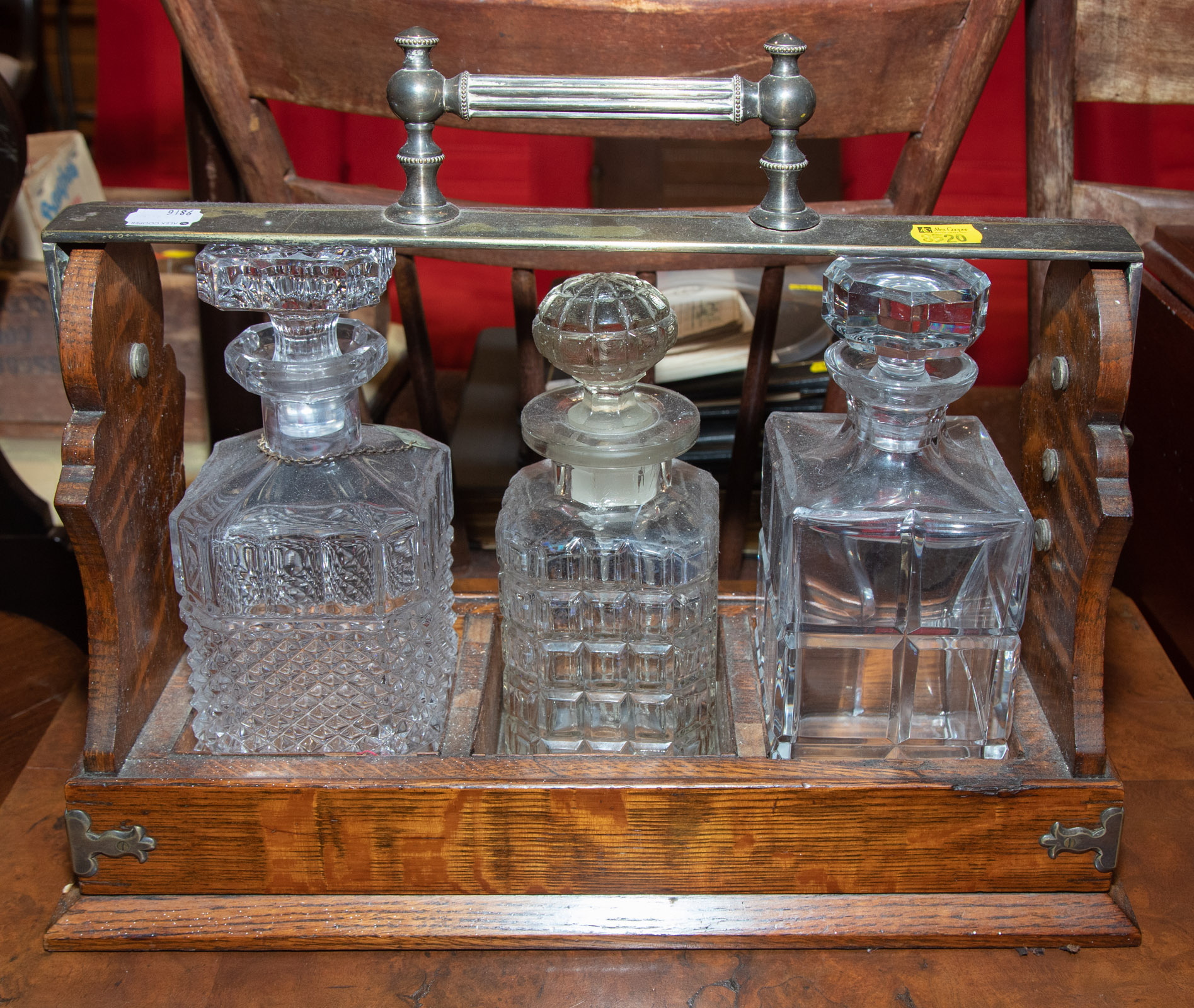 VICTORIAN OAK & SILVER PLATED BRASS