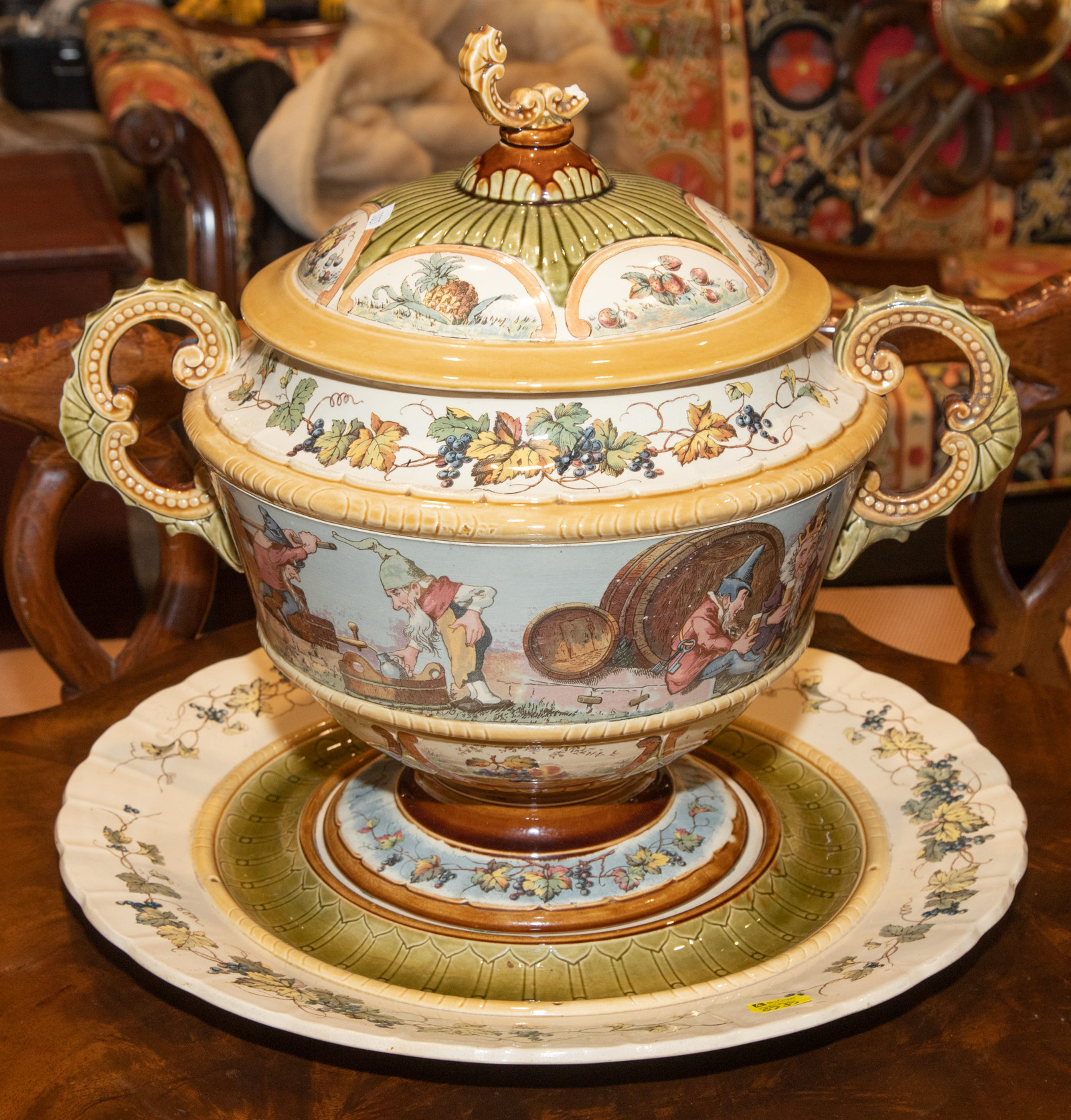 LARGE METTLACH TUREEN WITH UNDERPLATE