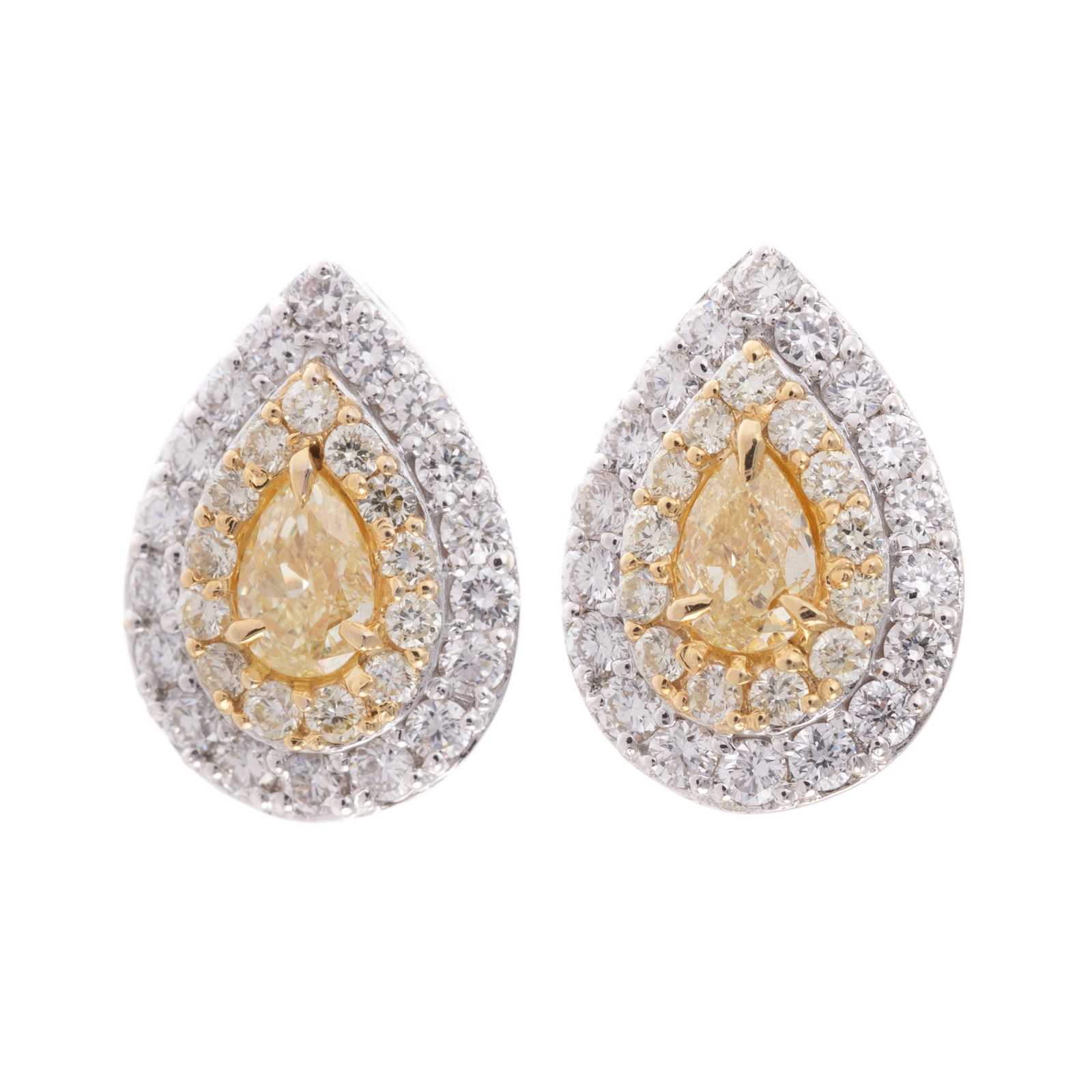 A PAIR OF 18K PEAR SHAPE YELLOW