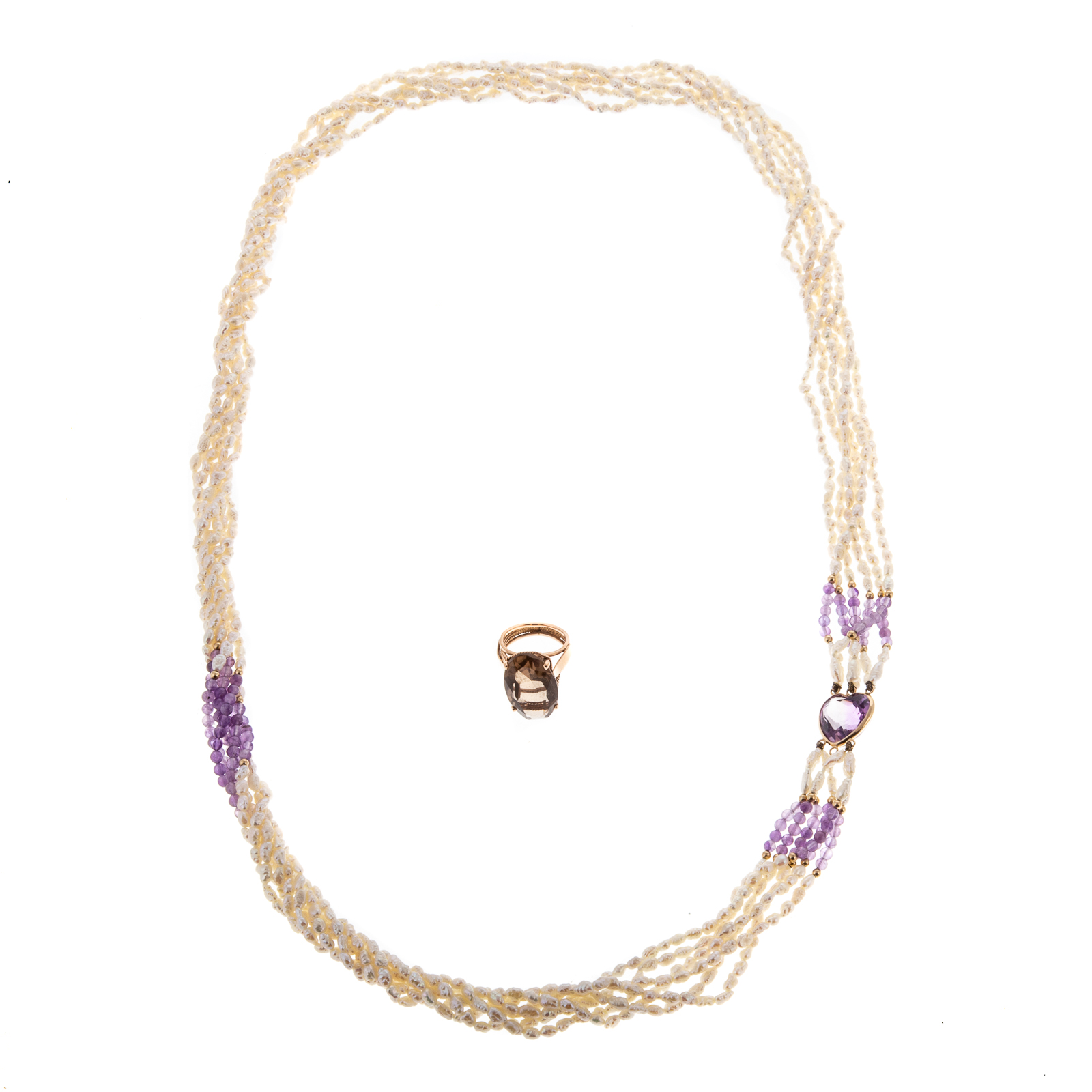 AN AMETHYST PEARL NECKLACE  333fde