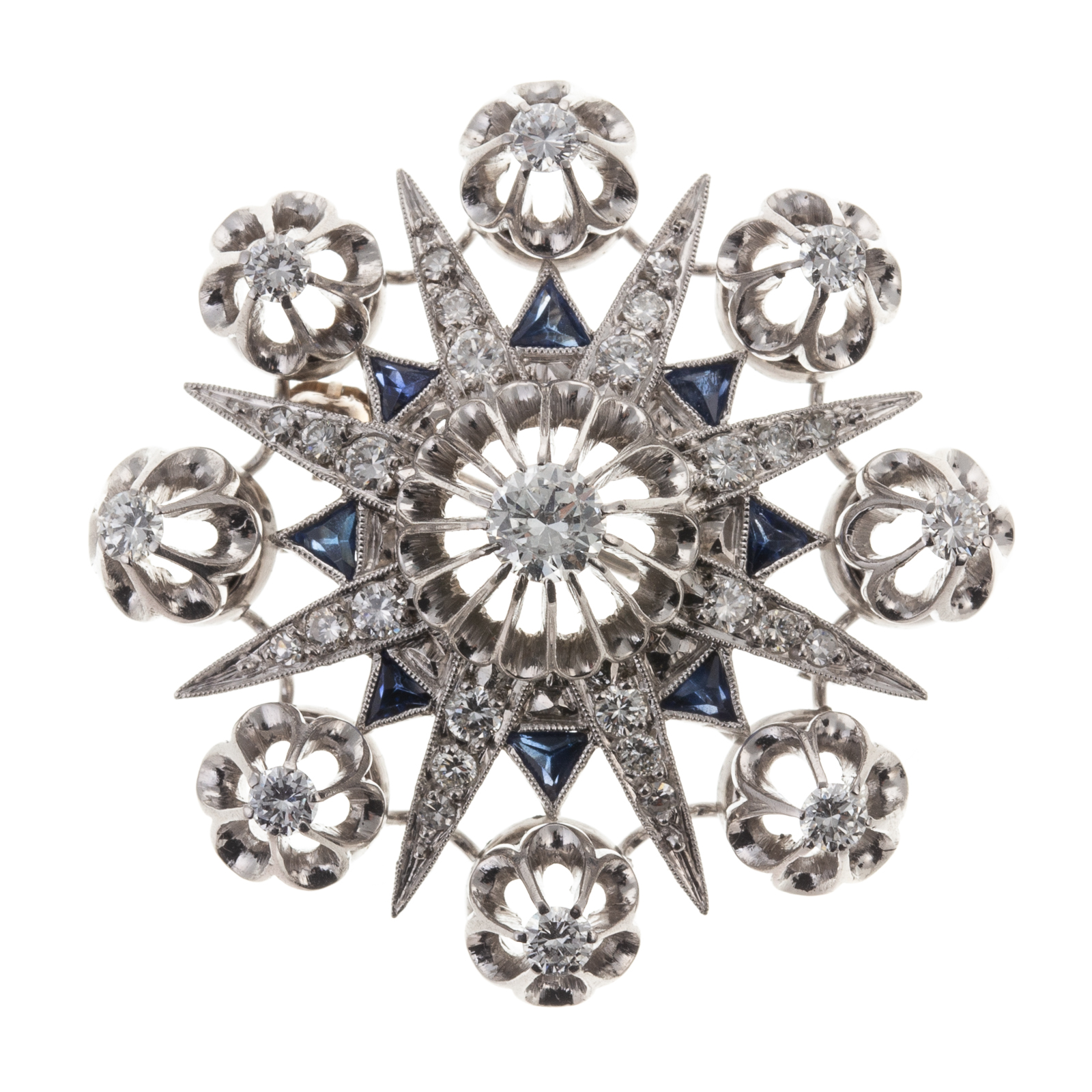 AN 18K DIAMOND & SAPPHIRE STARBURST