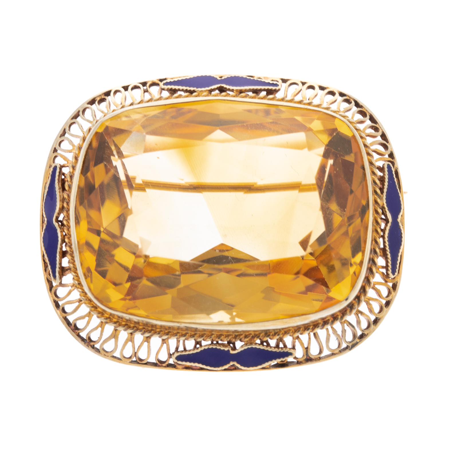 A 1920S CITRINE FILIGREE BROOCH