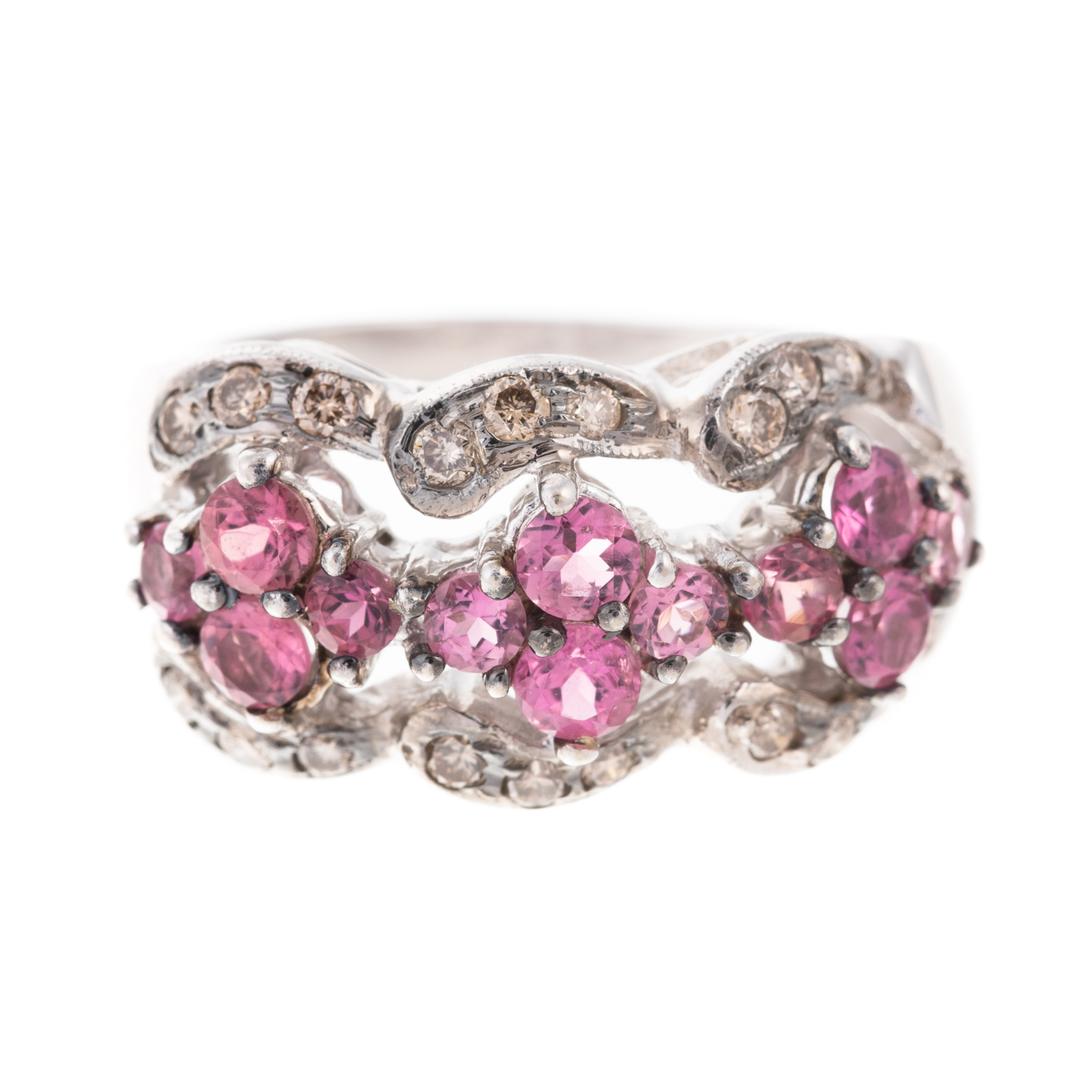 A PINK TOURMALINE & DIAMOND RING