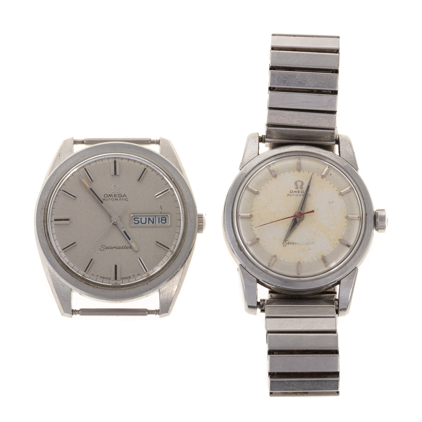 TWO VINTAGE STAINLESS STEEL OMEGA 334021